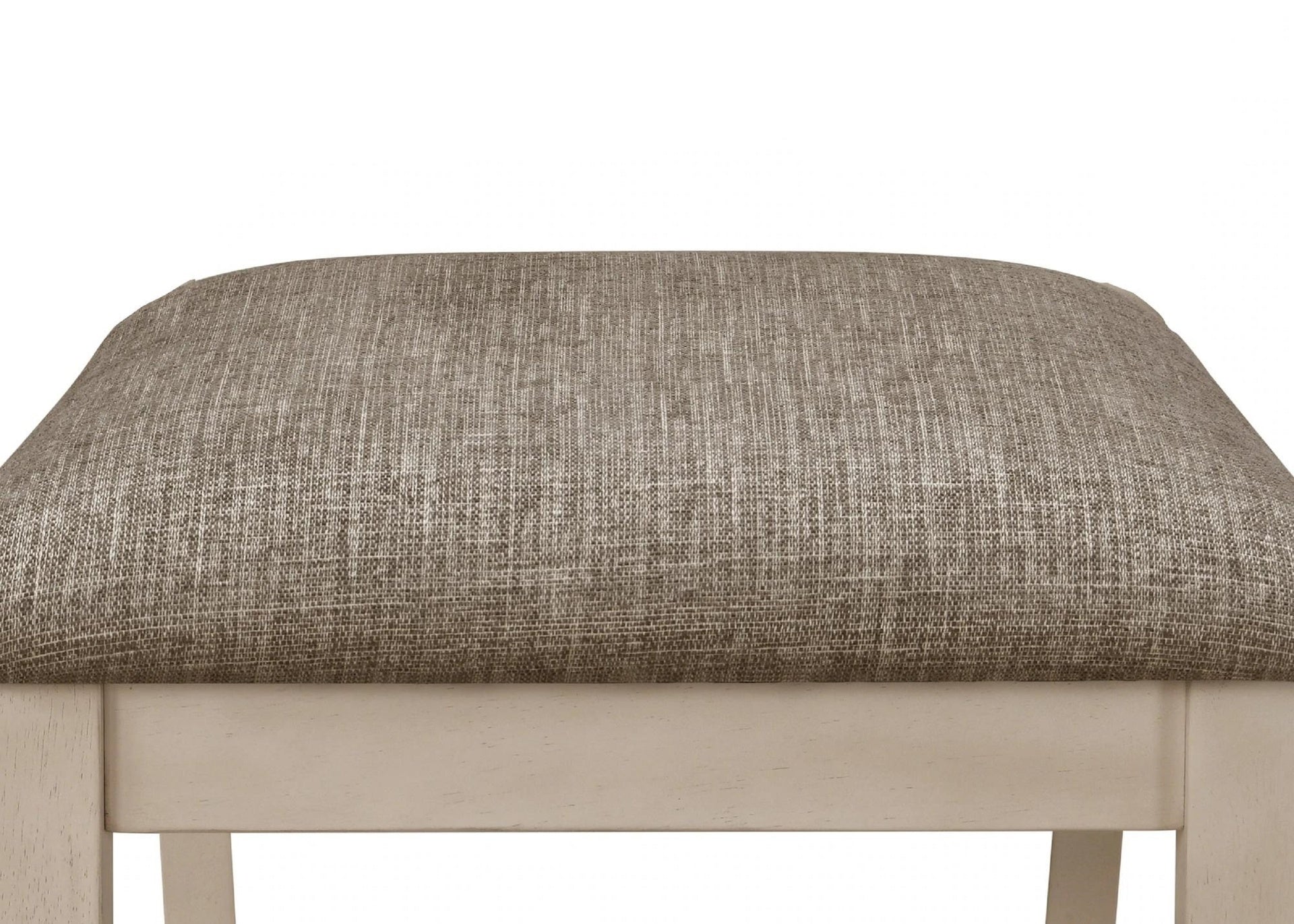 Cottage Style 1pc Upholstered Seat Chalk Gray Finish Bench Dining Room Bedroom Wooden Furniture Standard Height