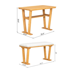 Farmhouse Modern Solid Wood Dining Table – Space-Saving Design