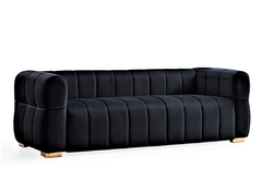 Velvet Sofa with Tufted Low Back Design, Sophisticated 3 Seater Couch for Living Rooms, 89 Inch Wide, Easy Assembly