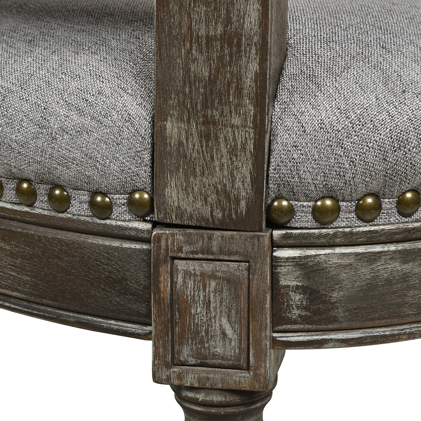 Triomphe Rattan Wicker High Back Armless Counter Bar Stool, Heathered Grey Linen