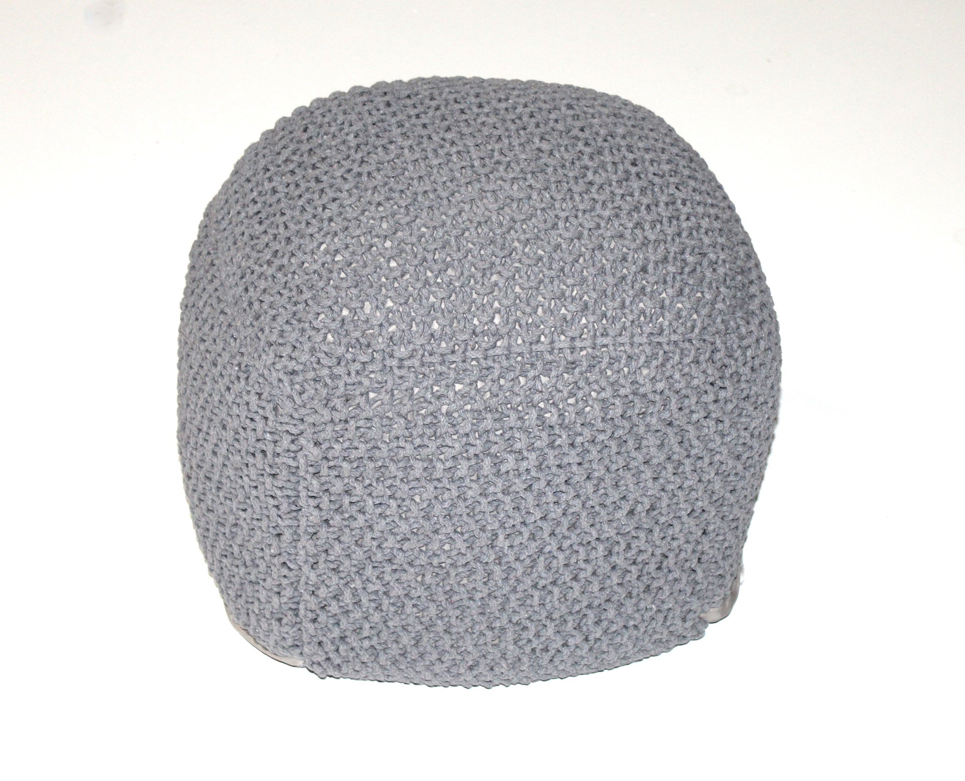 SEMI-Rounded Pouf - Cable Knitted - Handmade - Perfect Seating for Children and Adults - Footrest for Living Room or Bedroom - 100% Cotton Pouf (21" X 21" X 18")