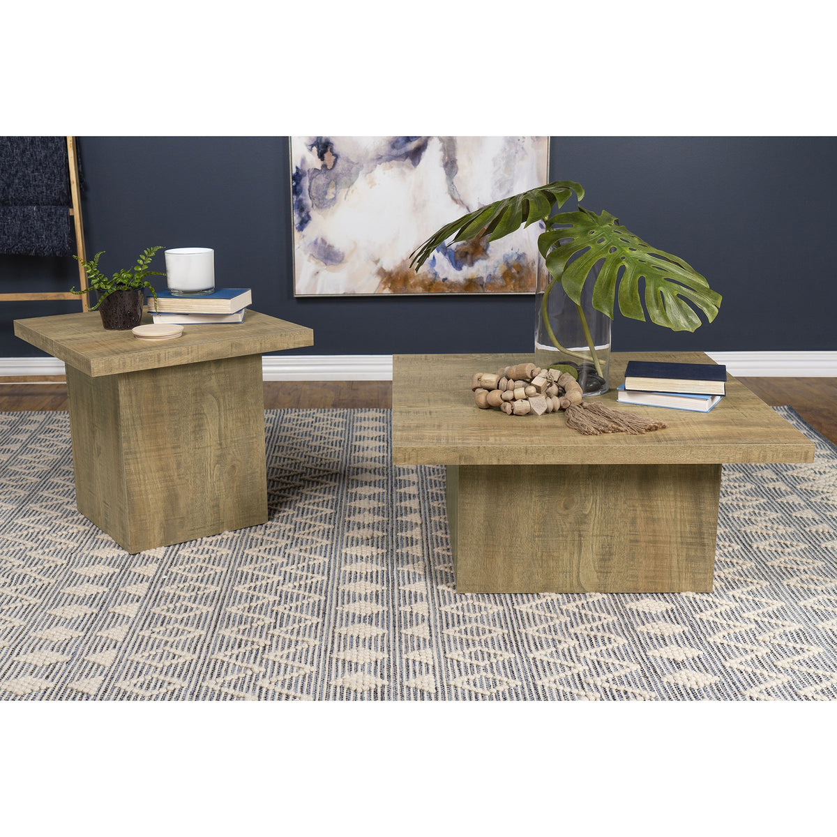 Exeter Mango Square 2-piece Coffee Table Set