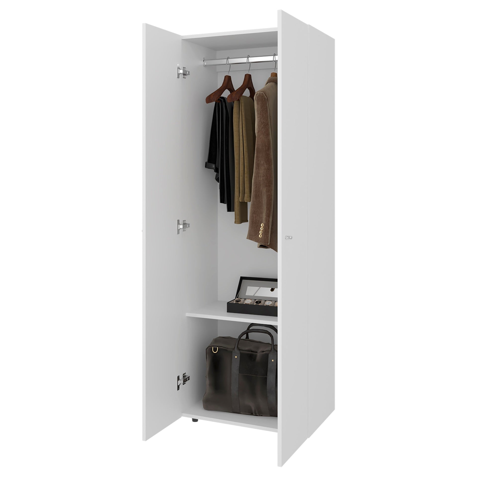 White 2-Door Tall Wardrobe Cabinet