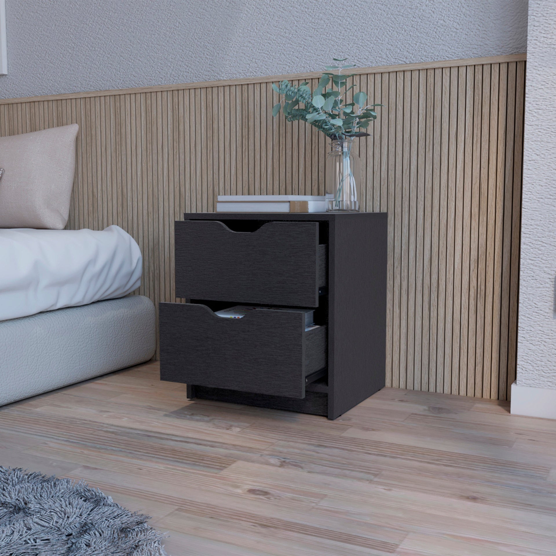 Wenge 2-Drawer Nightstand