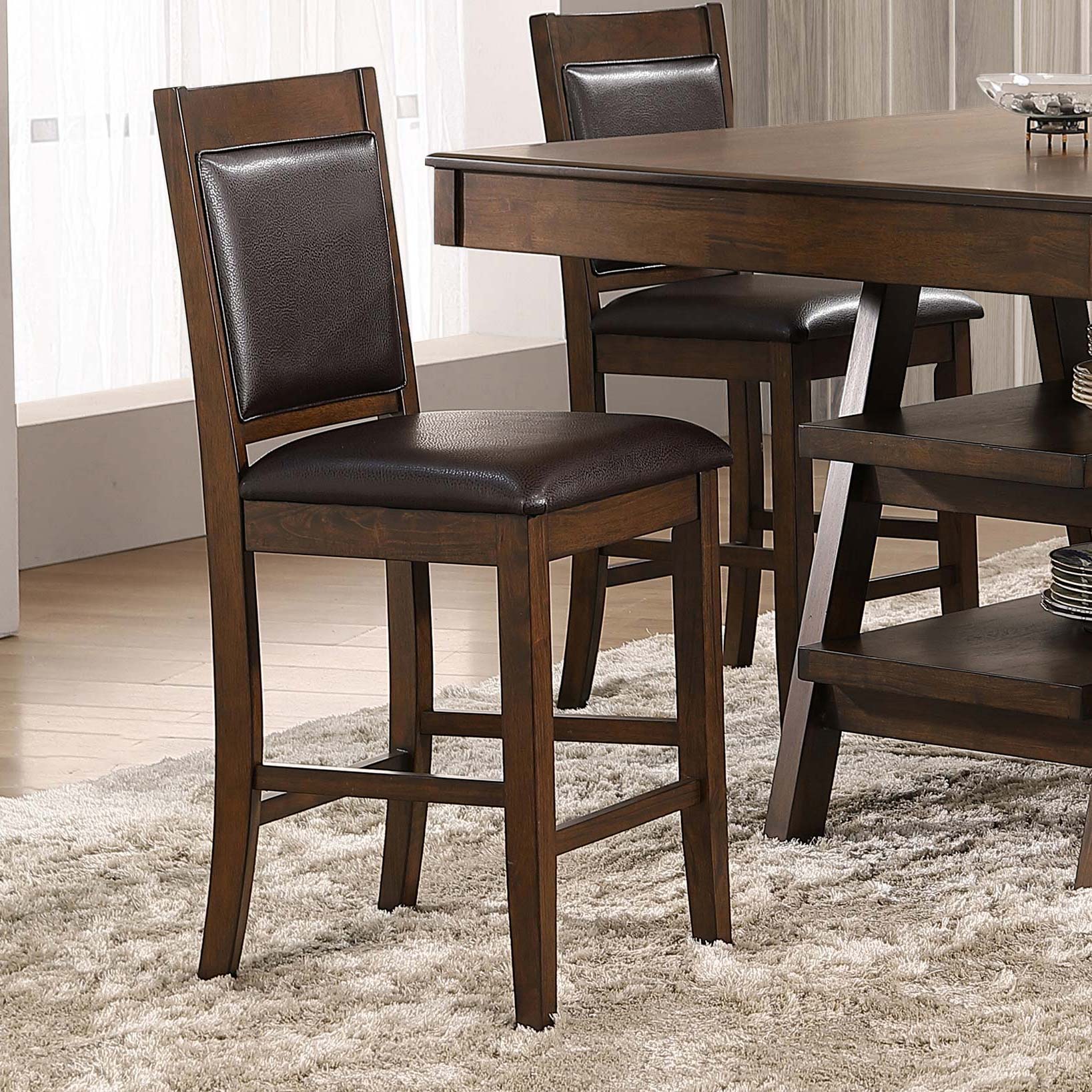 Dewey Walnut Upholstered Counter Chair (Set of 2)