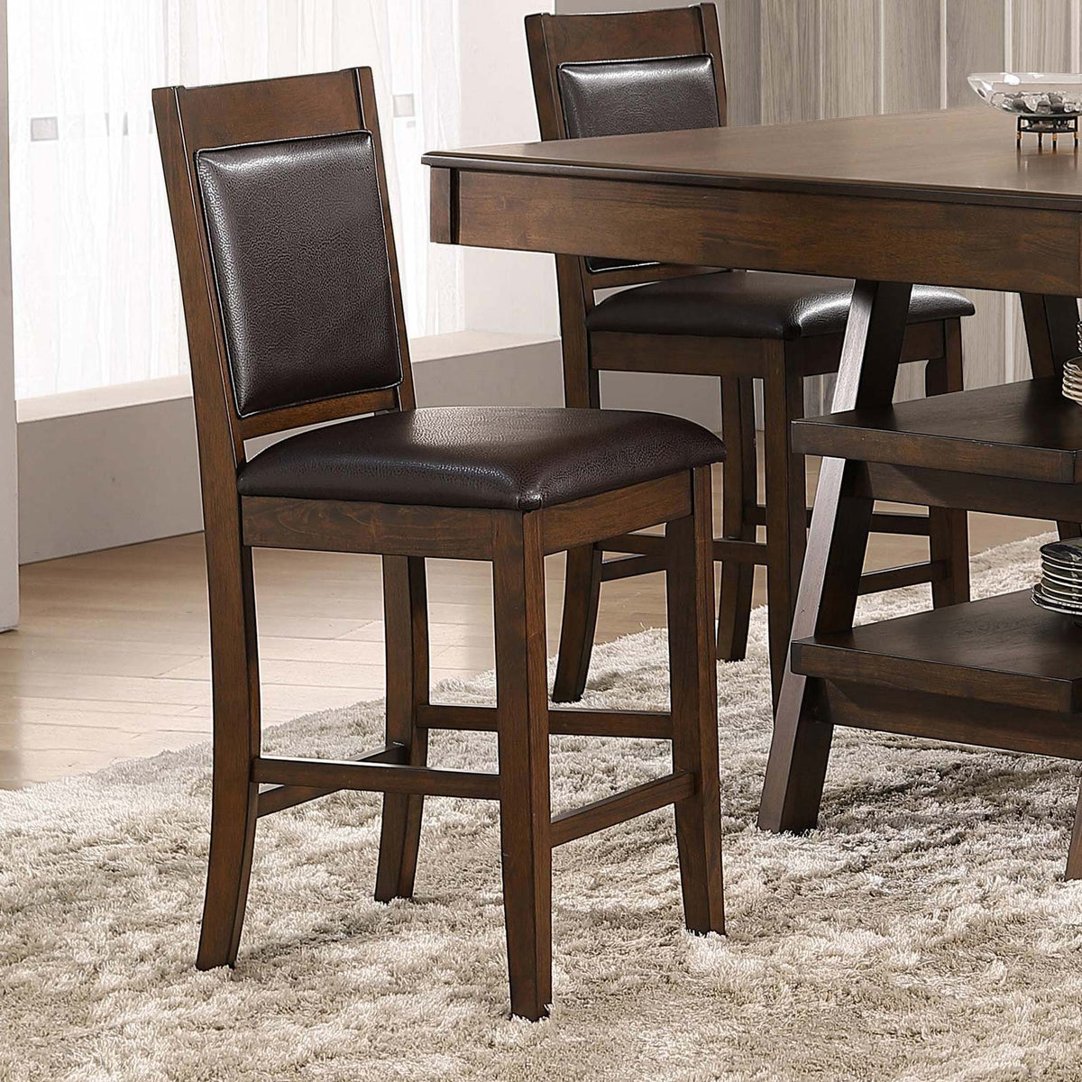 Dewey Walnut Upholstered Counter Chair (Set of 2)