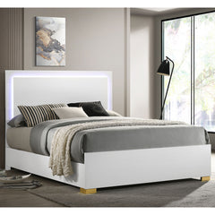 Jeremiah White Wood Queen LED Panel Bed