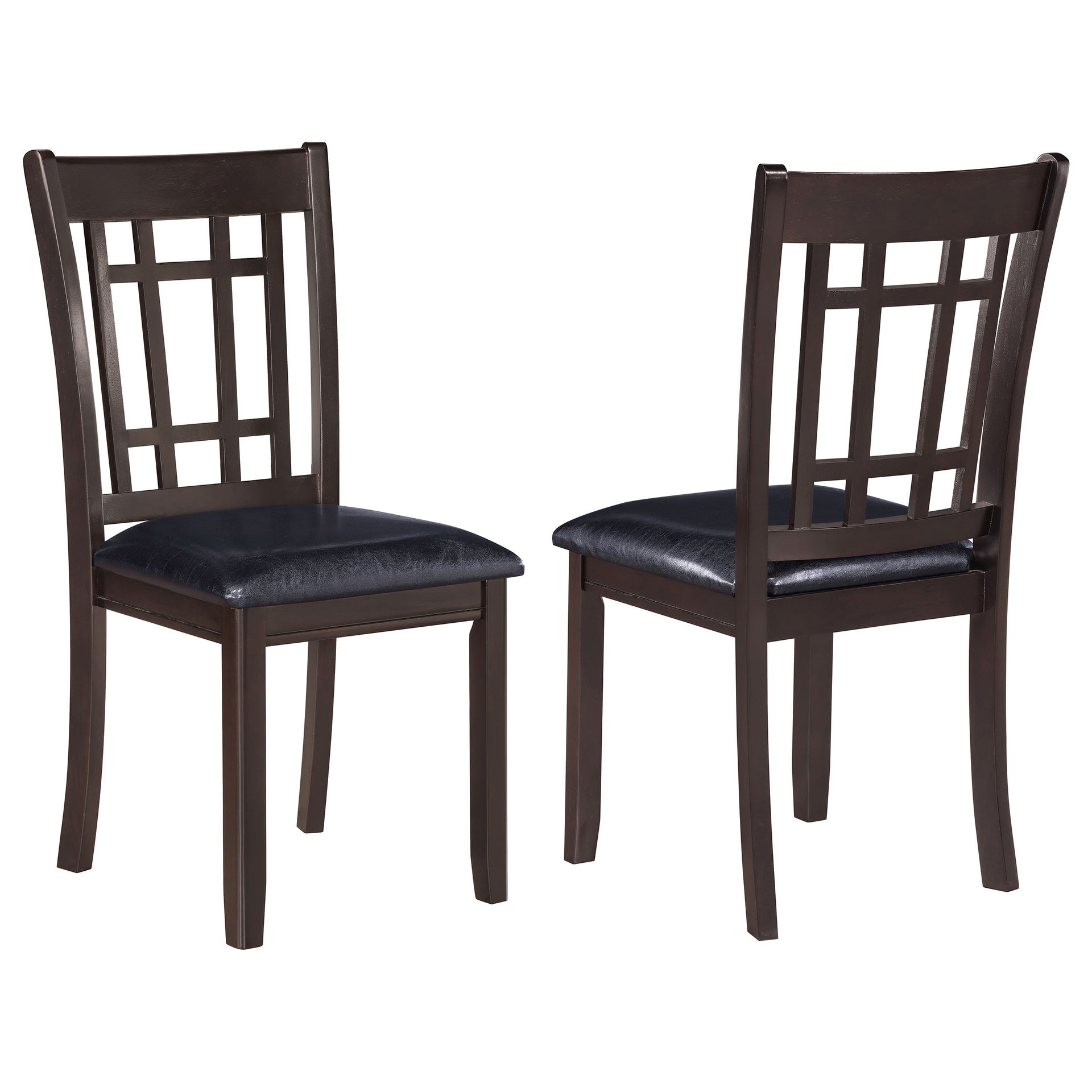 Espresso and Black Lattice Back Side Chairs (Set of 2)