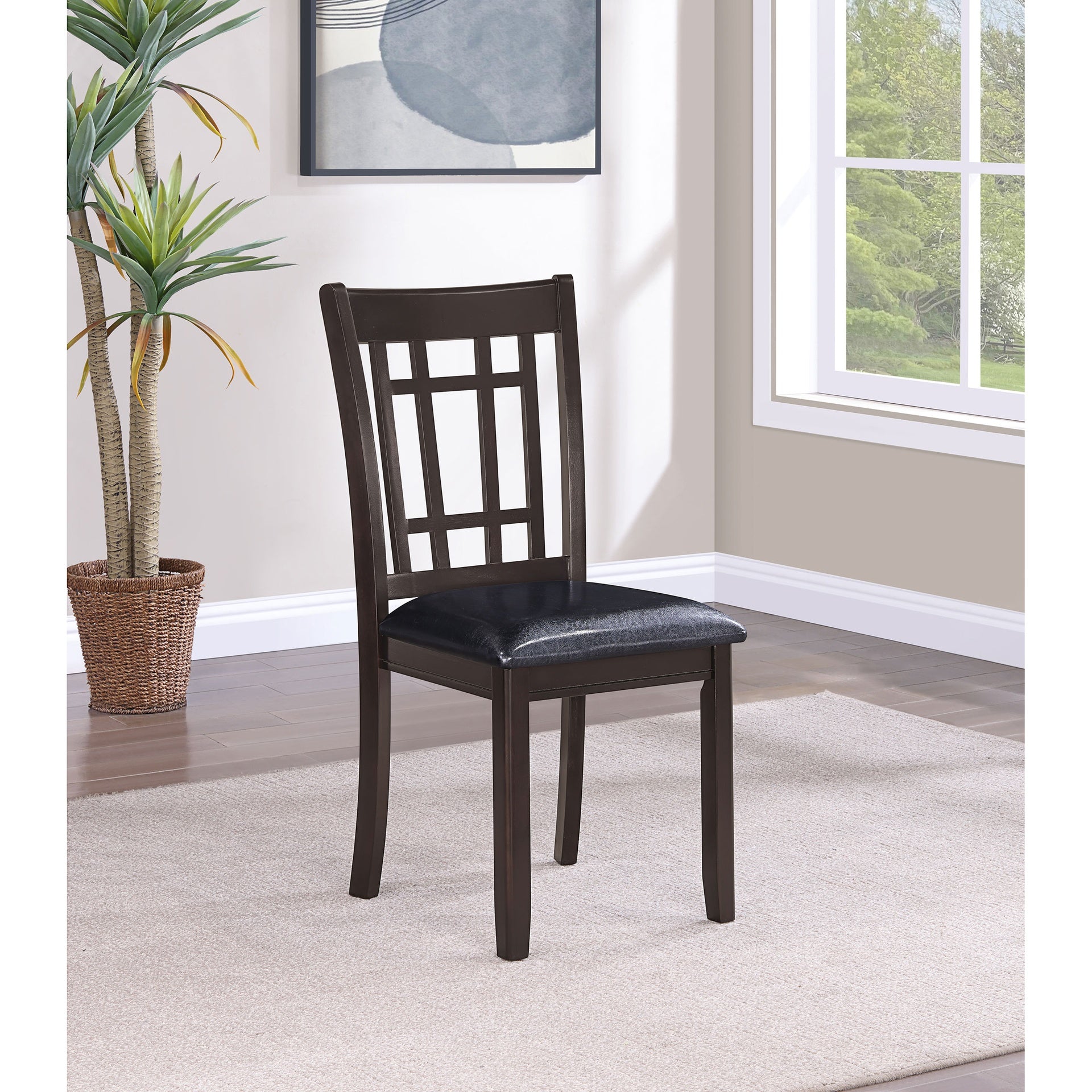 Espresso and Black Lattice Back Side Chairs (Set of 2)