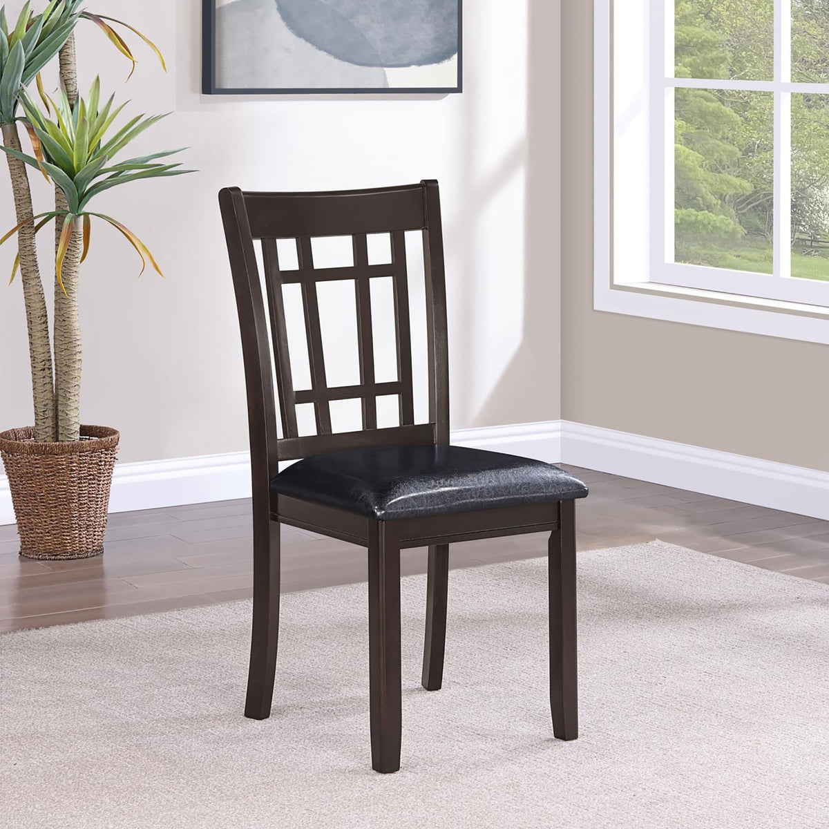 Espresso and Black Lattice Back Side Chairs (Set of 2)