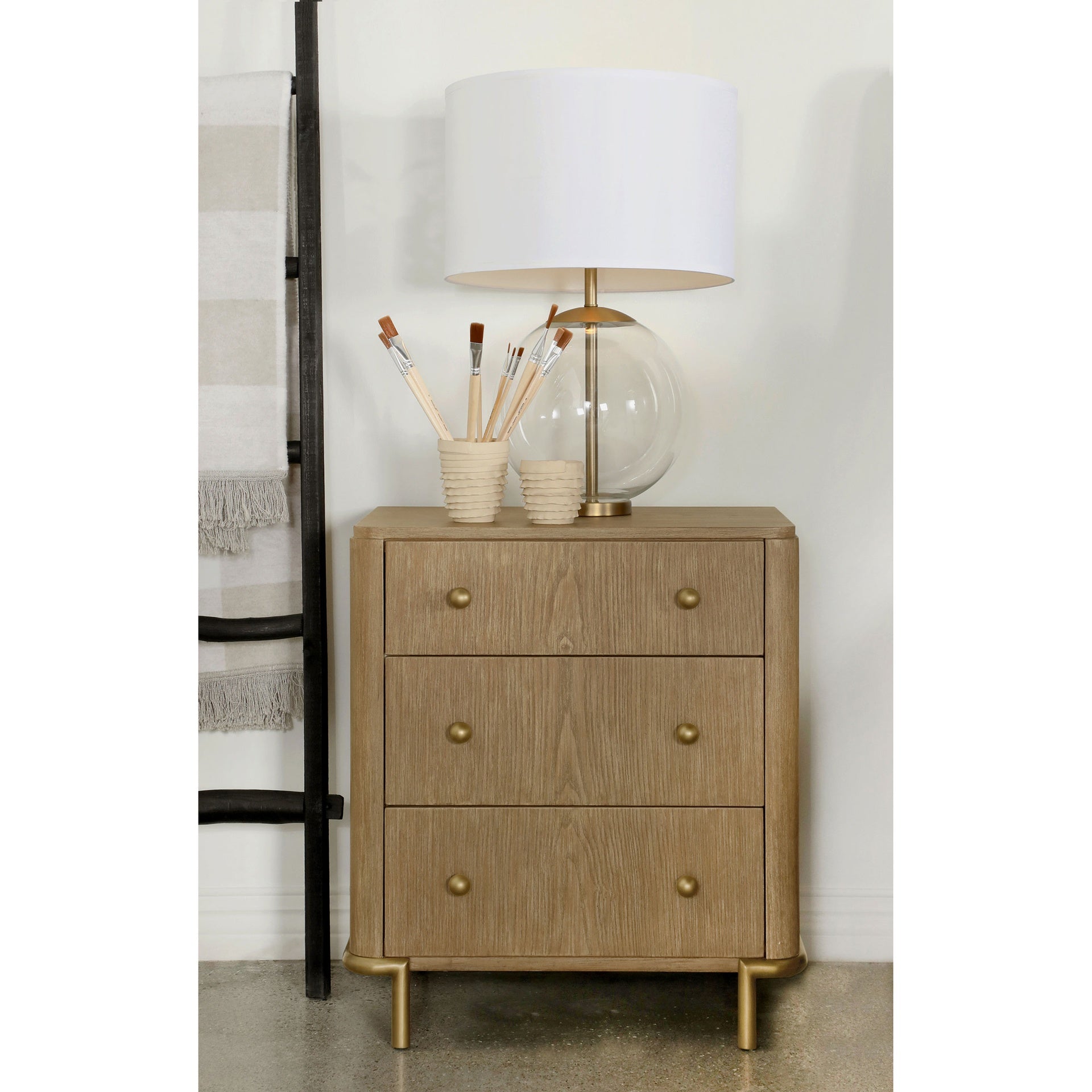 Sand Wash 3-drawer Nightstand with USB Ports