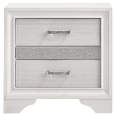 White 2-drawer Nightstand with Hidden Jewelry Tray
