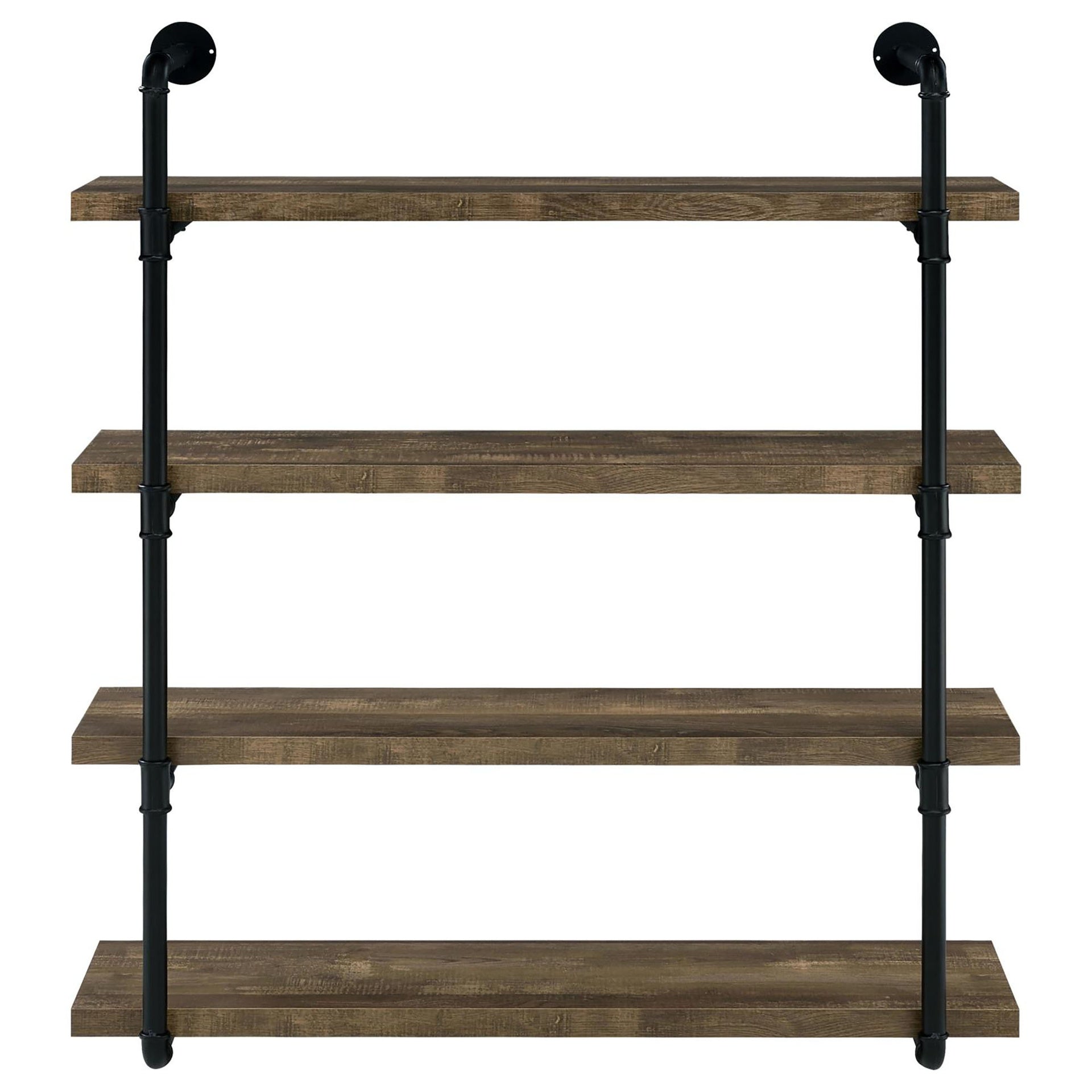 Black and Rustic Oak 40-inch Wall Shelf