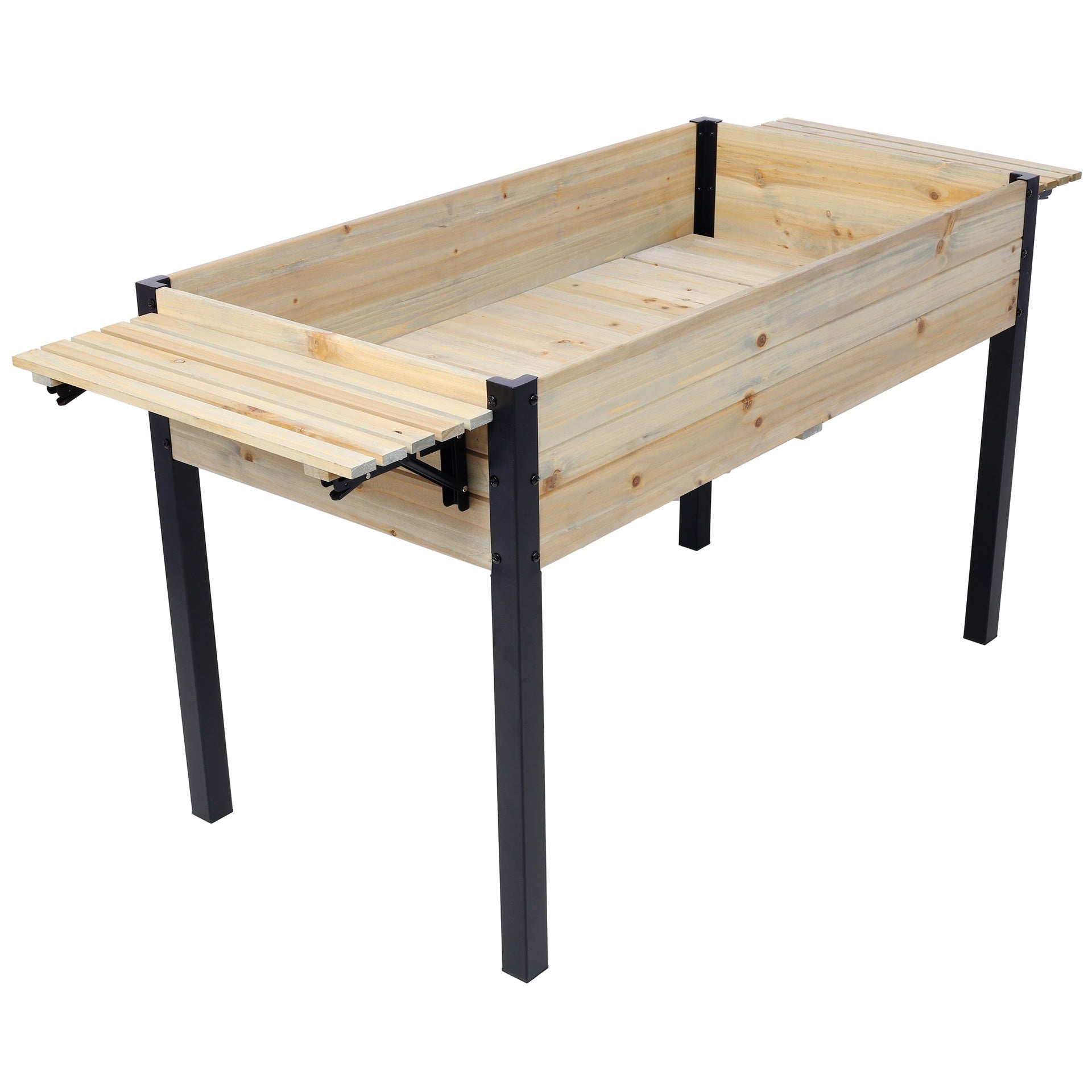 Raised Garden Bed, Metal Leg Wood Planter Boxes with Folding Storage Shelf,Elevated Planter Box for Growing Fresh Herbs, Vegetables, Flowers Great for Outdoor Patio, Deck, Balcony