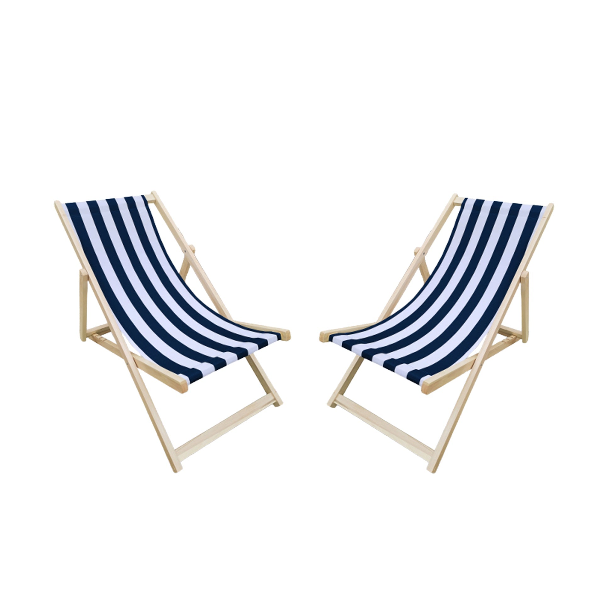 populus wood sling chair blue Stripe Broad blue Stripe (color: Dark blue) folding chaise lounge chair-2PCS