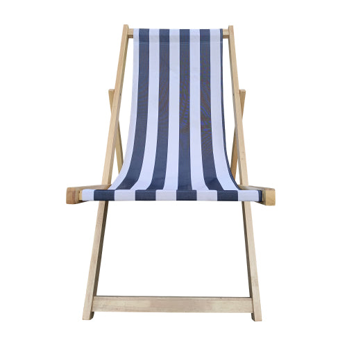 populus wood sling chair blue Stripe Broad blue Stripe (color: Dark blue) folding chaise lounge chair-2PCS