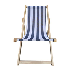 populus wood sling chair blue Stripe Broad blue Stripe (color: Dark blue) folding chaise lounge chair-2PCS