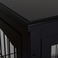 PawHut Dog Crate Furniture, Small Dog Cage End Table with Two Opening Sides, Lockable Door, Puppy Kennel Indoor, Cute and Decorative, Black