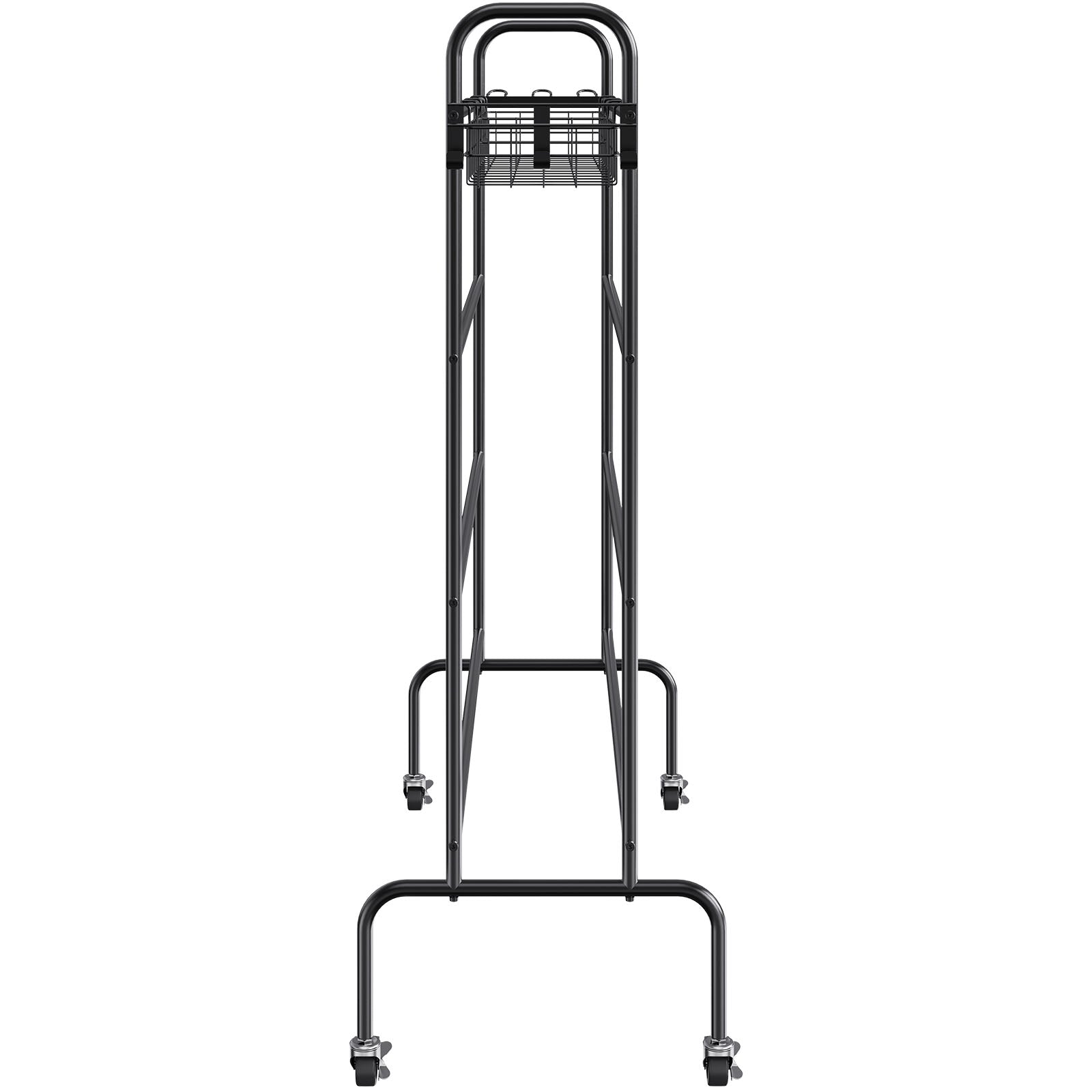 Basketball Rack, 4-Layers Rolling Basketball Shooting Training Stand, Sports Equipment Storage Organizer with Wheels, Hooks and Baskets, Garage Ball Storage Holder for Football Soccer Volleyball