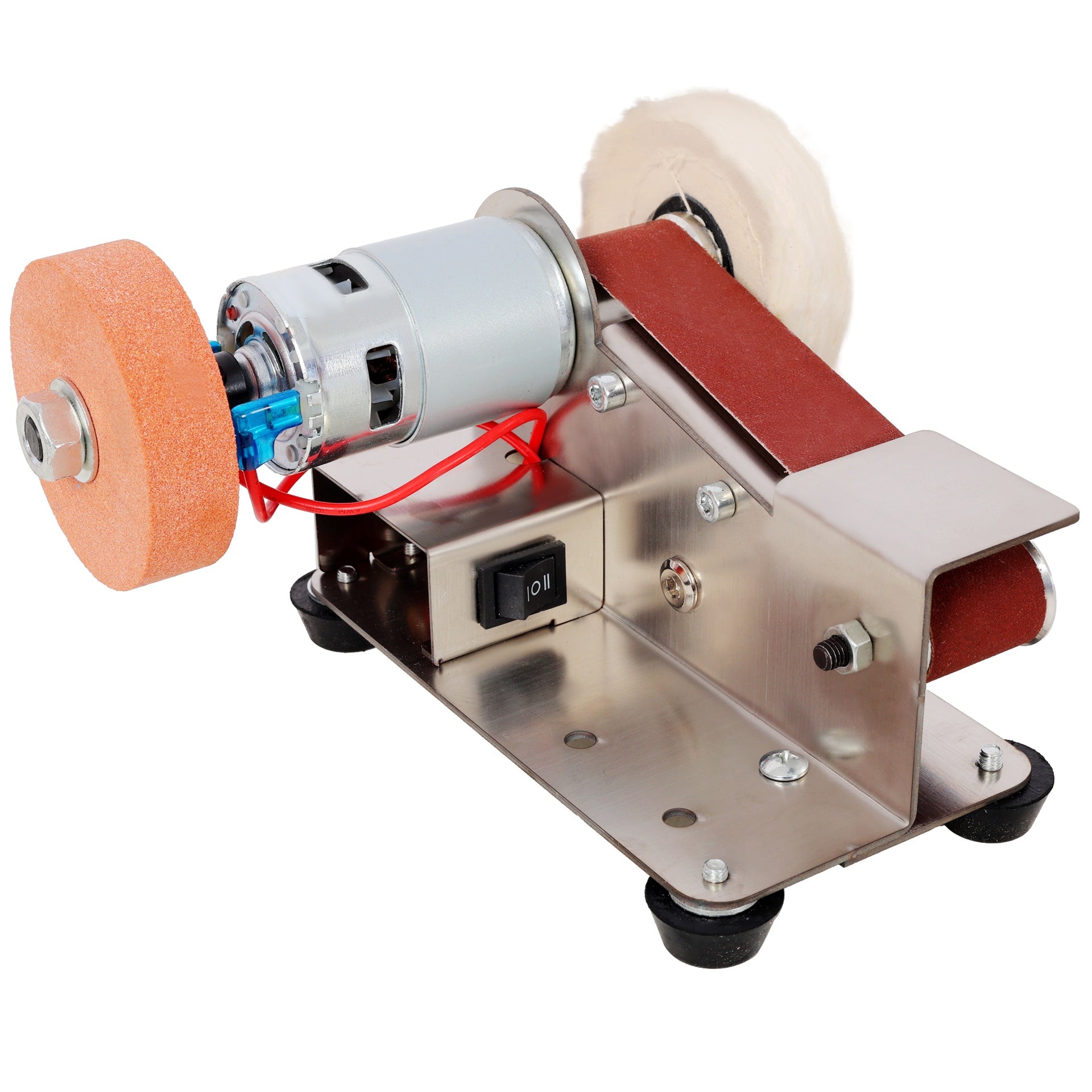 Mini Belt Sander, Electric Small Sander Knife Making Supplies, 7 Adjustable Speed Electric Knife Sharpener, Power Belt Grinder for Woodworking, Metal Working DIY
