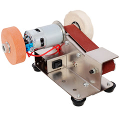 Mini Belt Sander, Electric Small Sander Knife Making Supplies, 7 Adjustable Speed Electric Knife Sharpener, Power Belt Grinder for Woodworking, Metal Working DIY