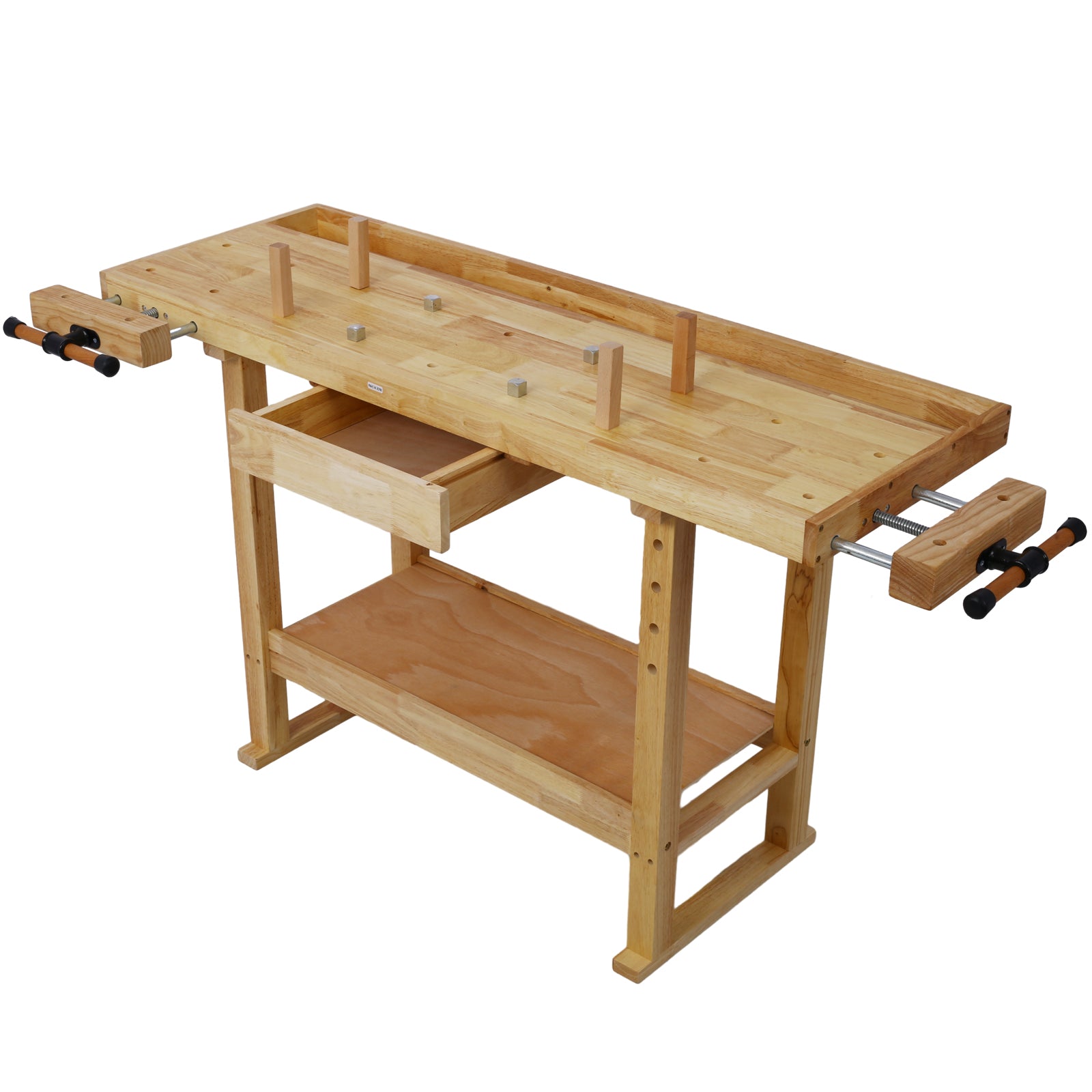 55-Inch Wood Workbench - Wooden Workbench for Garage Workshop and Home, with Rapid Action Woodworking Vise  9 Inch Jaw Width Made with Heavy-Duty Cast Iron ,GRAY