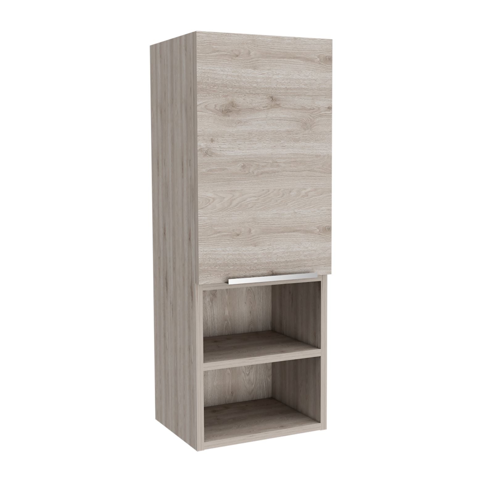 Medicine Single Door Cabinet 32" H, Two Interior Shelves, Two External Shelves, Light Gray