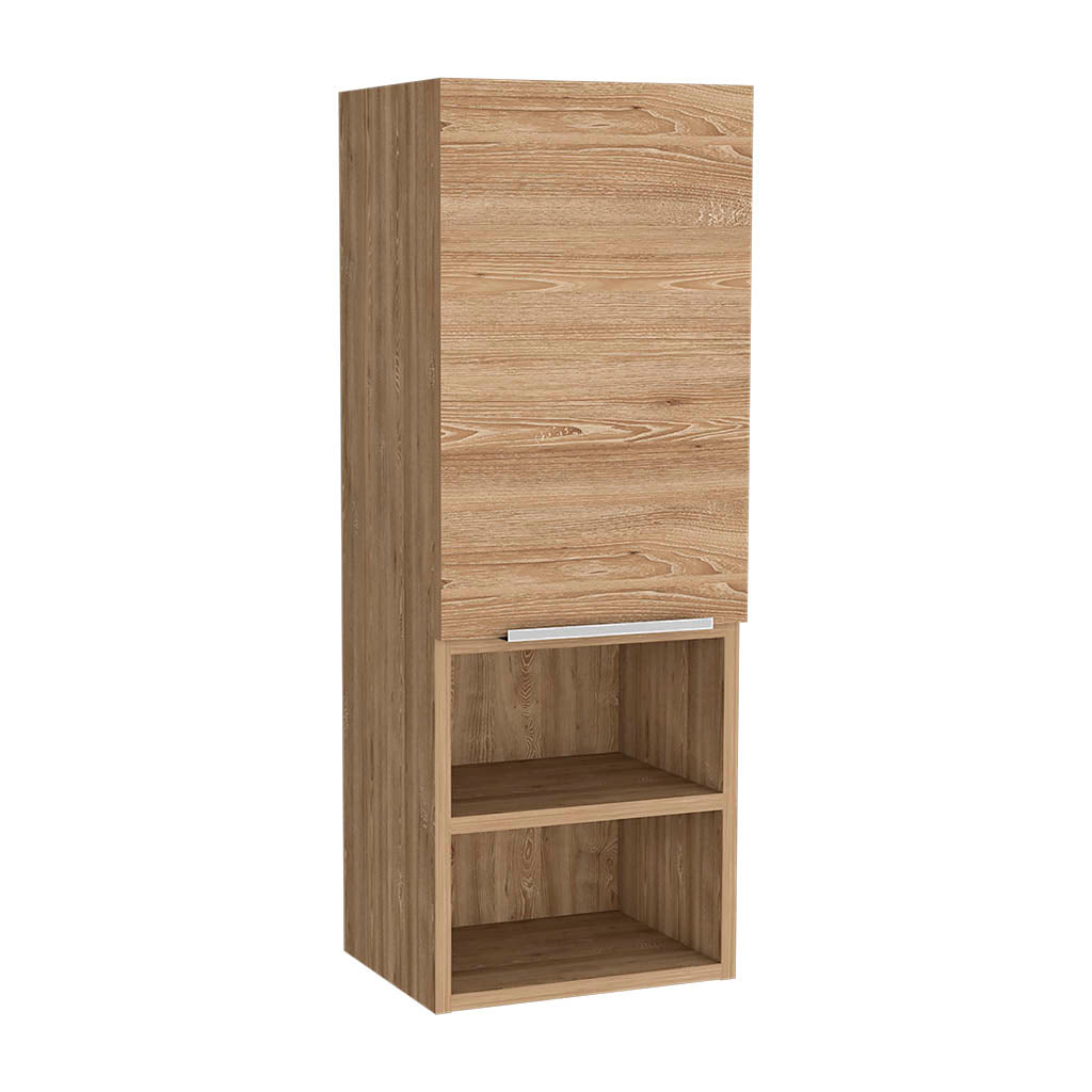 Medicine Single Door Cabinet 32" H, Two Interior Shelves, Two External Shelves, Light Oak