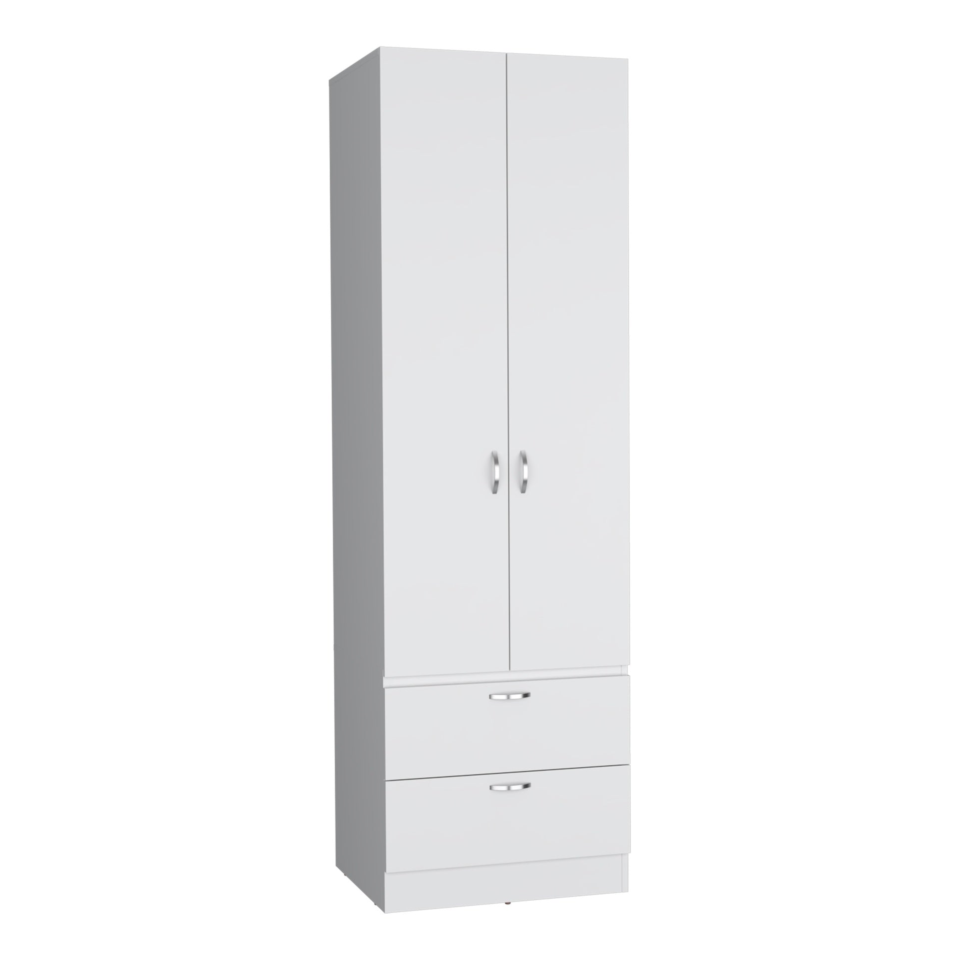 Armoire Wardrove 76 inch H, Hanging Rod, 2 Drawers, 1 Shelf, White