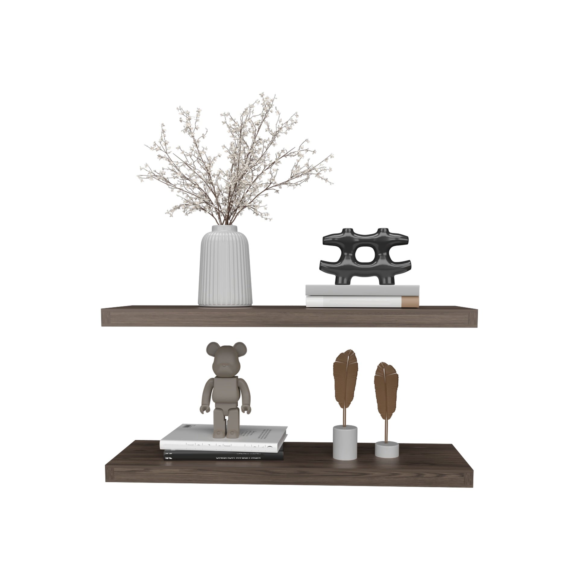 Floating Shelves 1.50" H, 2 Shelves, Walnut