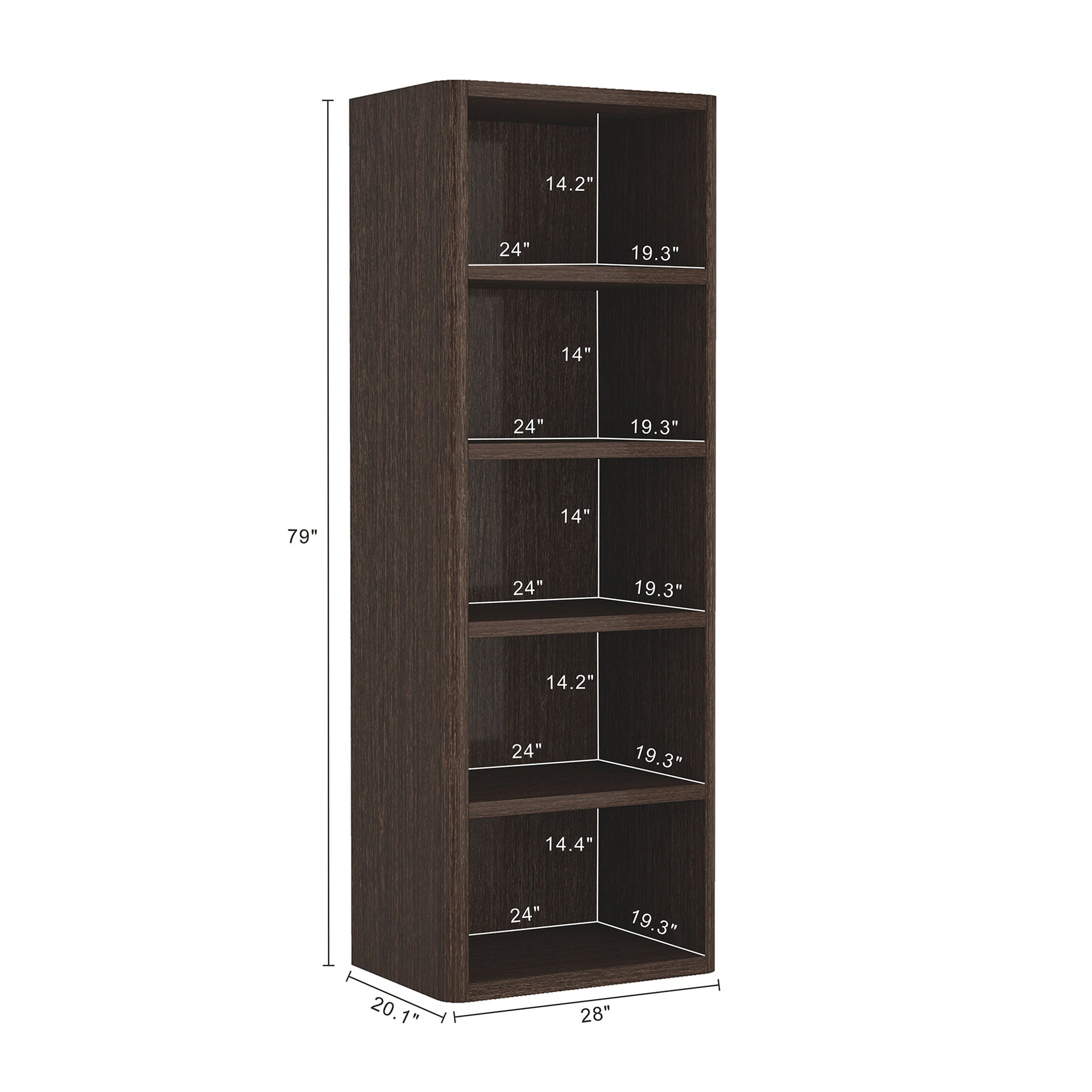 Open Bookcase in Dark Walnut