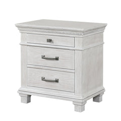 Transitional Style 1pc Nightstand Metal Handles Dental Molding Weathered Gray Finish Bedroom Furniture