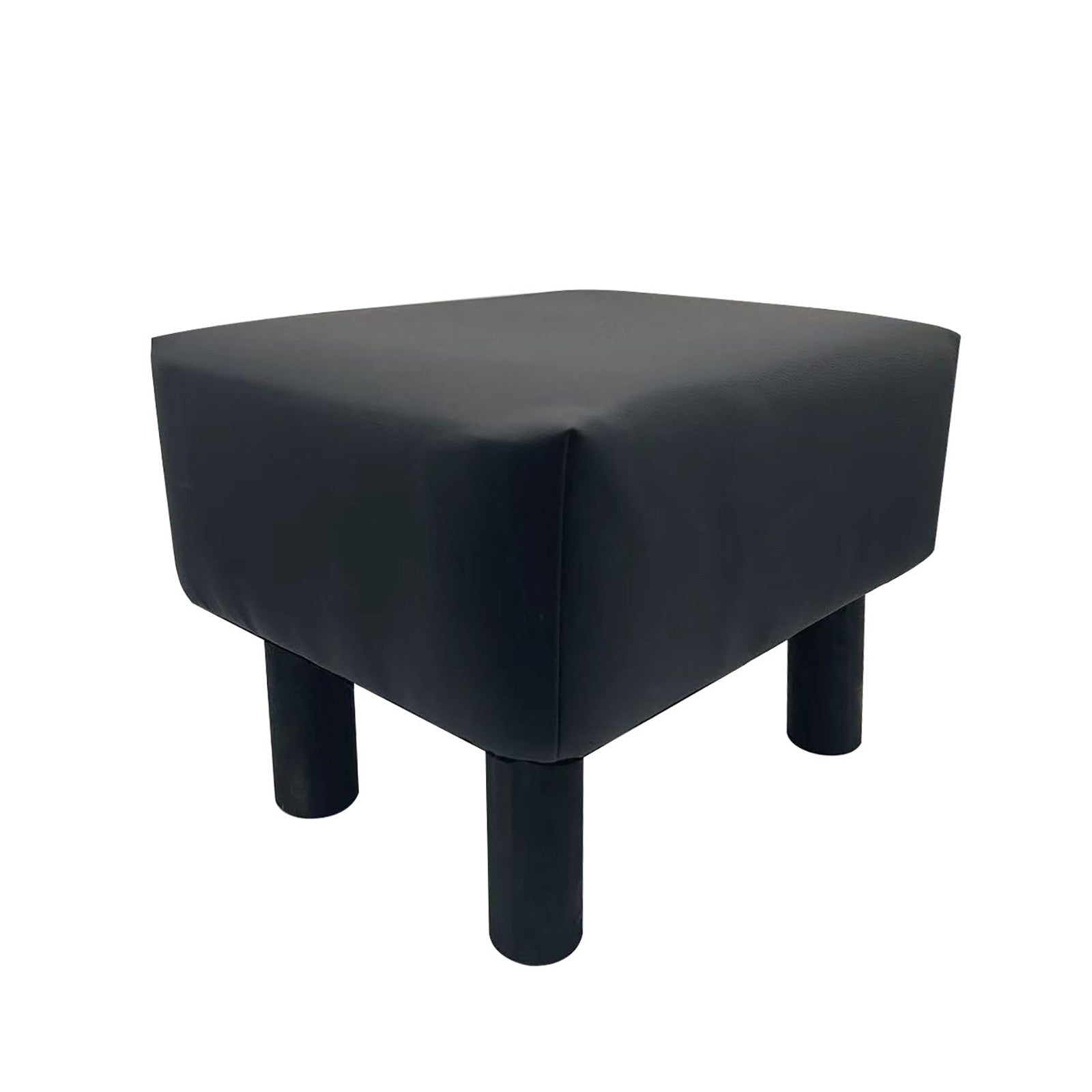 Contemporary Footstool Set Of 2pc, Black Upholstery And Wooden Legs
