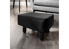 Contemporary Footstool Set Of 2pc, Black Upholstery And Wooden Legs