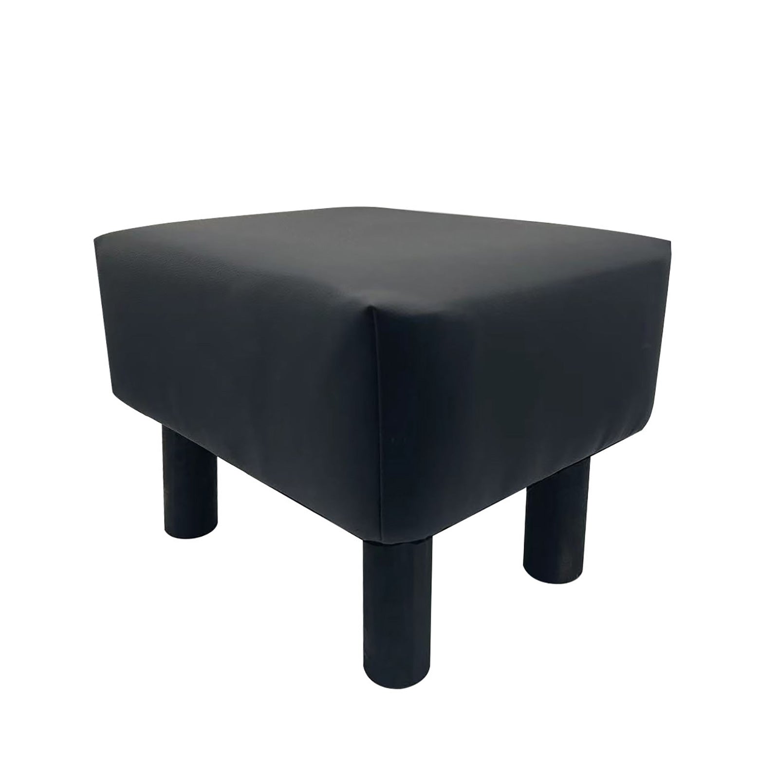 Contemporary Footstool Set Of 2pc, Black Upholstery And Wooden Legs