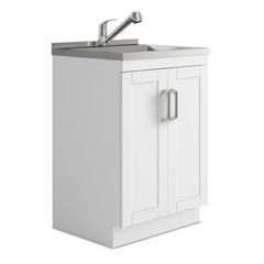 Kyle - 24" Laundry Cabinet with Faucet and Stainless Steel Sink - White