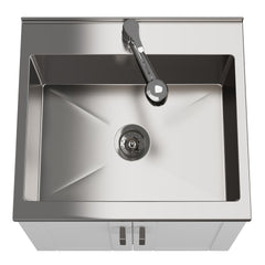 Kyle - 24" Laundry Cabinet with Faucet and Stainless Steel Sink - White