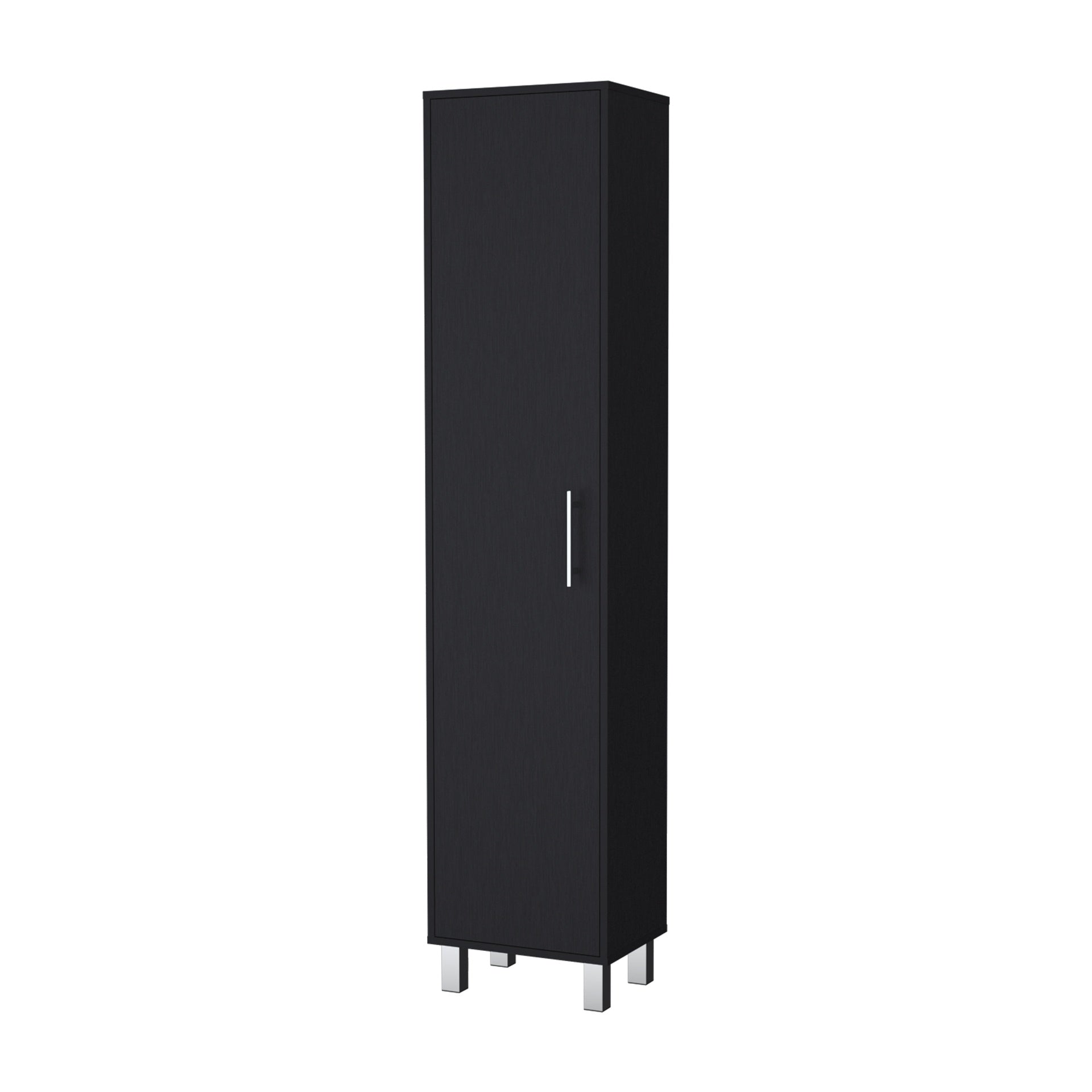 Lawen Tall Storage Cabinet, Single Door, 3 Broom Hangers