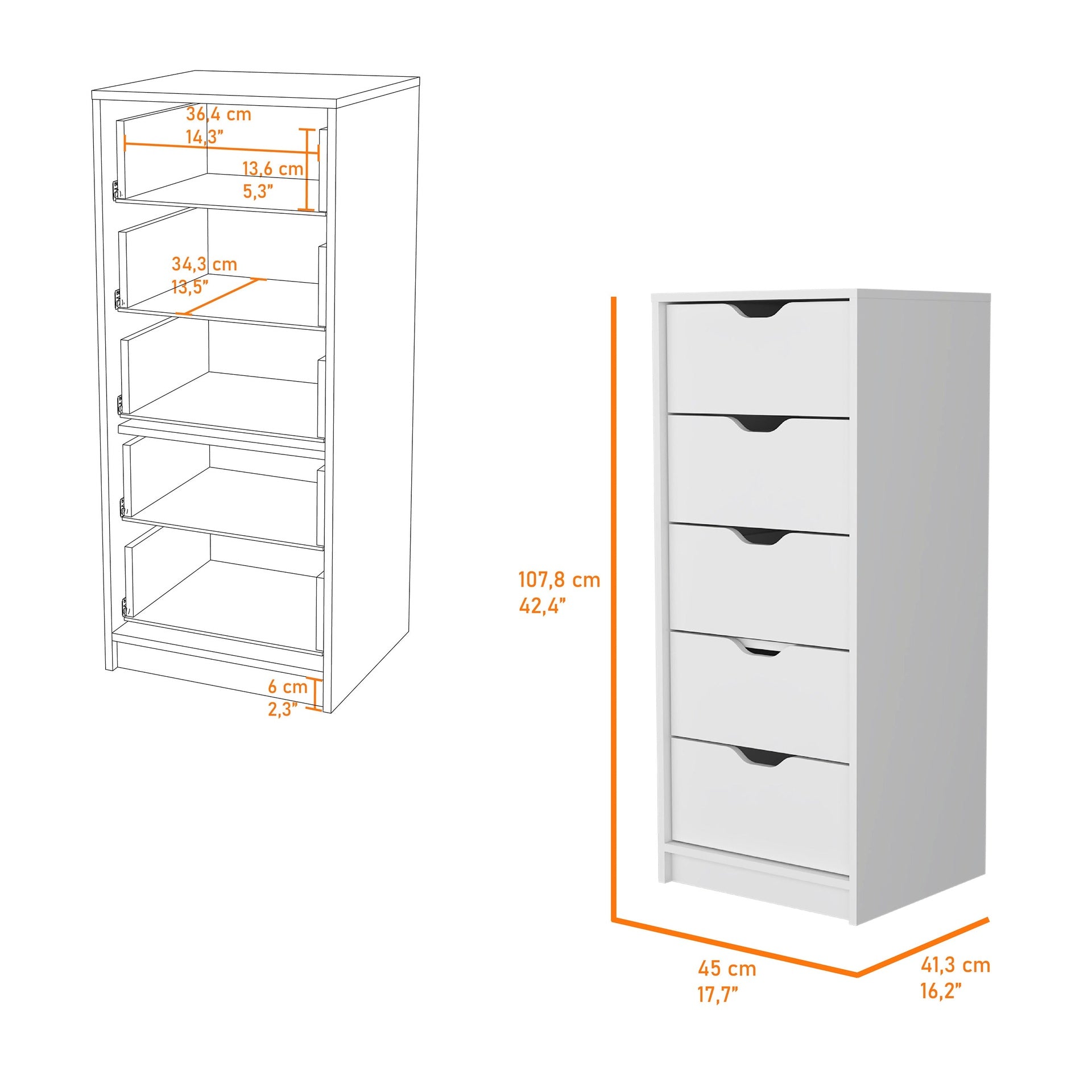 Dillon 4 Drawers Dresser, Chest of Drawers with 2 Cabinets