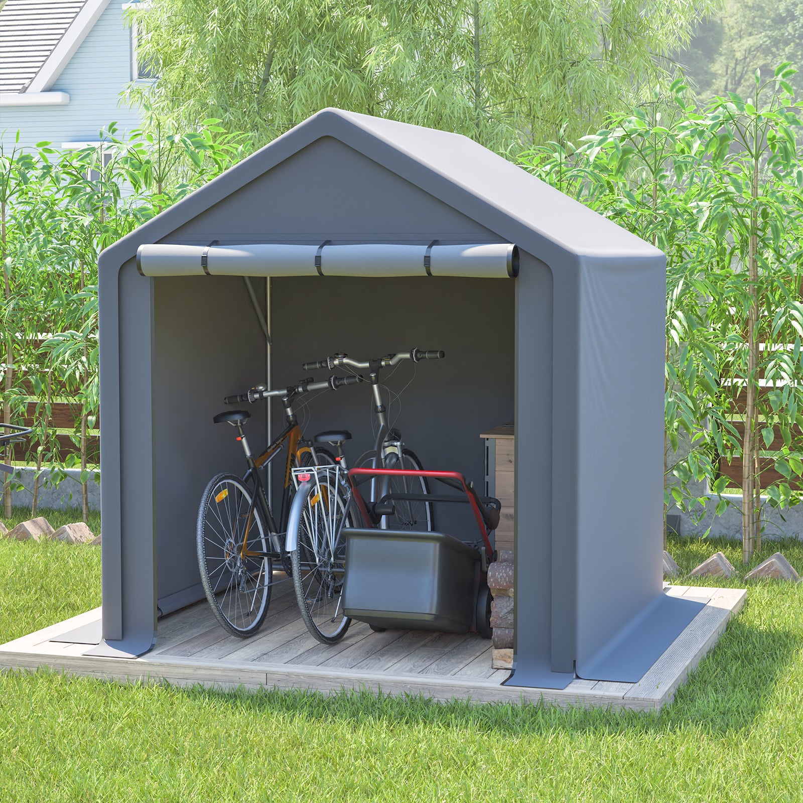 6x6 FT All-Season Storage Tent  Quick-Install Waterproof & UV-Resistant Outdoor Shed