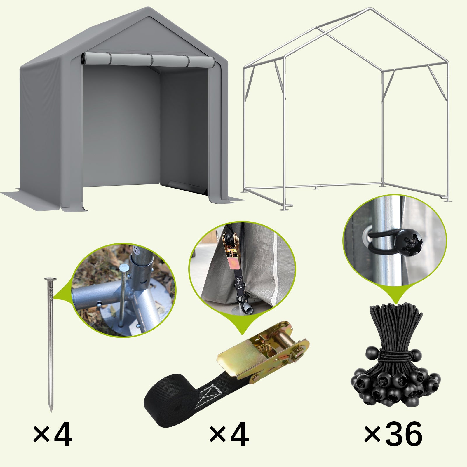 6x6 FT All-Season Storage Tent  Quick-Install Waterproof & UV-Resistant Outdoor Shed