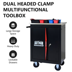 DOUBLE-DOOR CLAPBOARDl MULTI-FUNCTION TOOL CART--BLAK&RED
