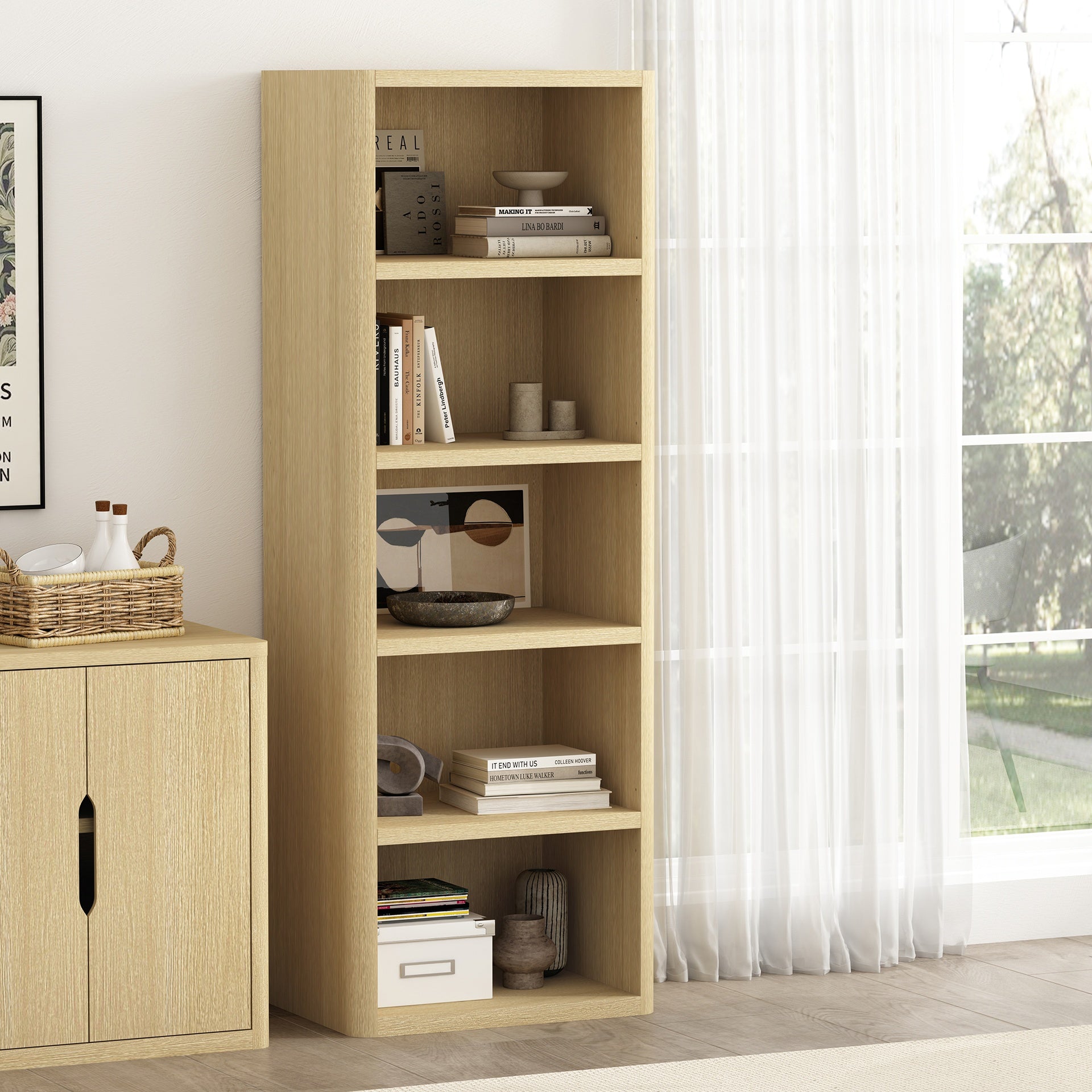 Open Bookcase in Natural Oak