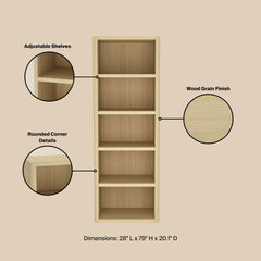 Open Bookcase in Natural Oak