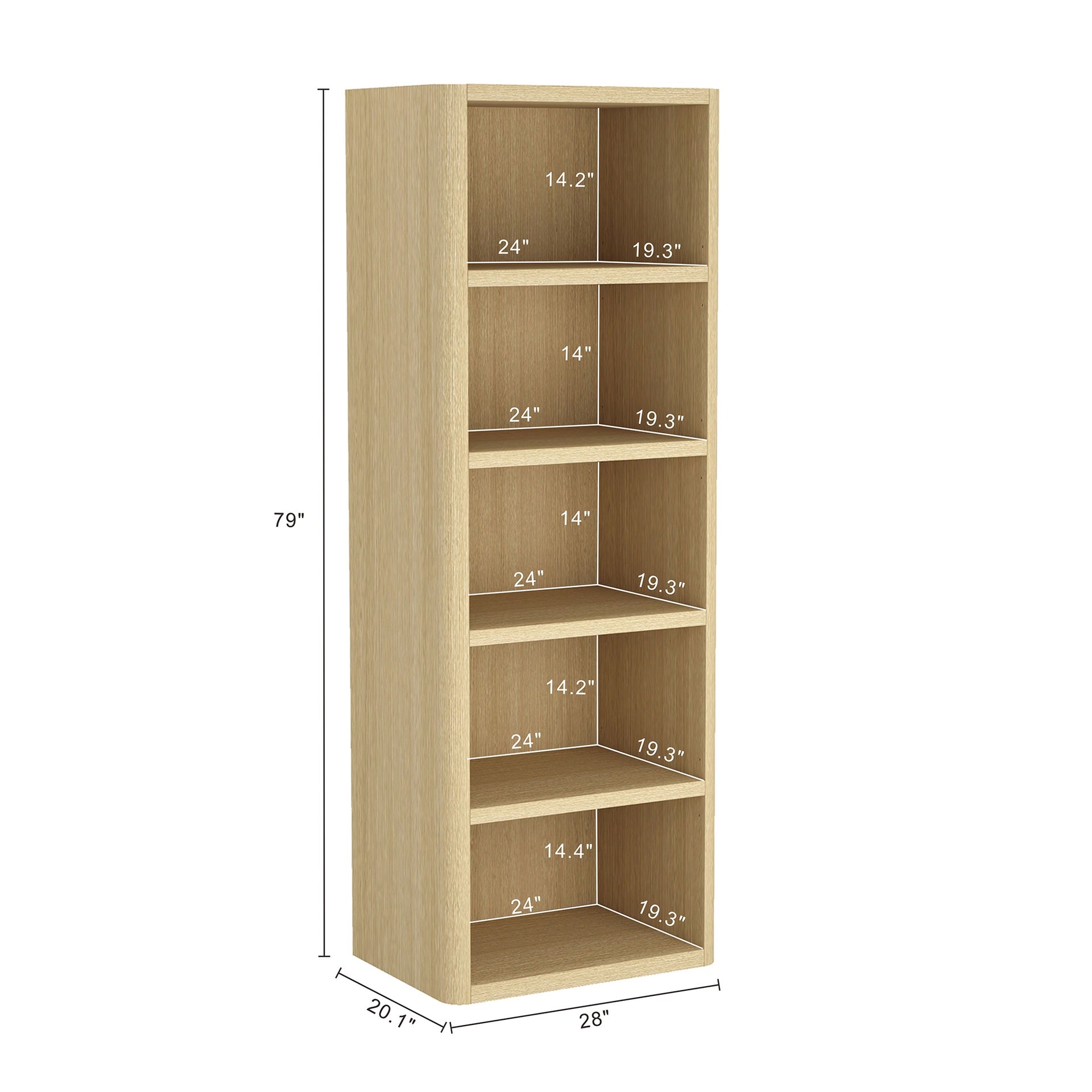 Open Bookcase in Natural Oak