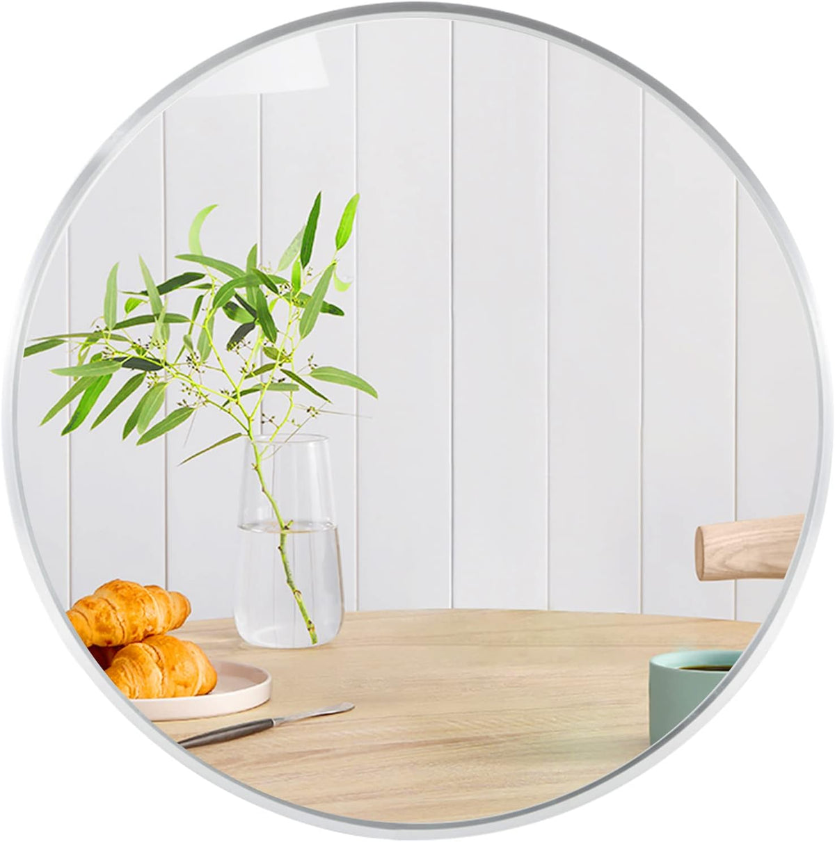 32 Inch Silver Metal Framed Round Bathrrom Mirror for Wall.(W2203134063)
