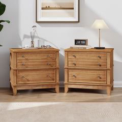 Hazel 3-Drawer Hazel 3-Drawer Side Table for Living Room, Hallway, Entryway, Set of Two