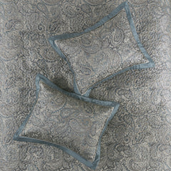 5 Piece Jacquard Bedspread Set with Throw Pillows Teal King