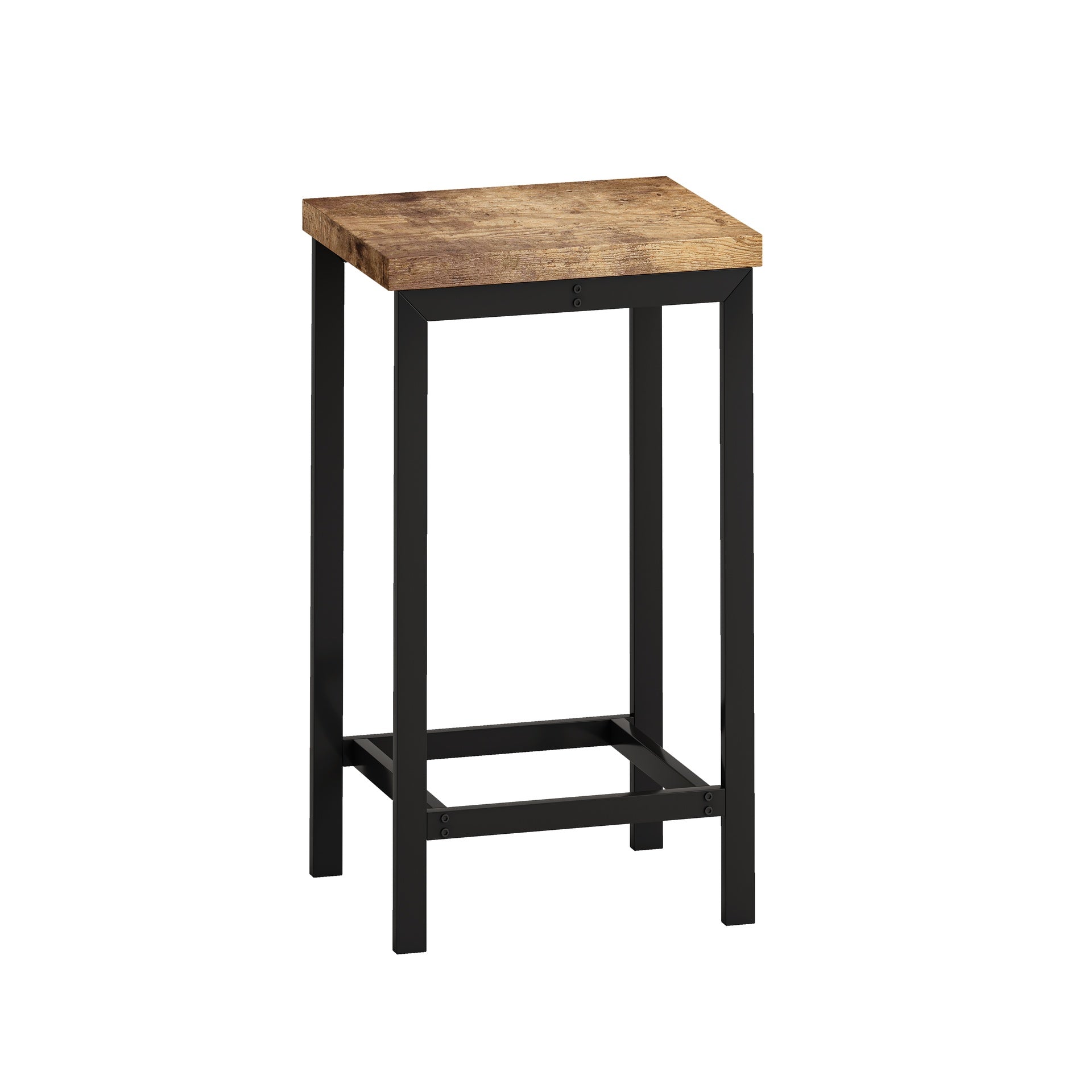 Modern Design Kitchen Dining Table, Pub Table, Long Dining Table Set with 3 Stools, Convenient Hanging Stool Design, Natural+Black,(Same SKU:W757P146463)