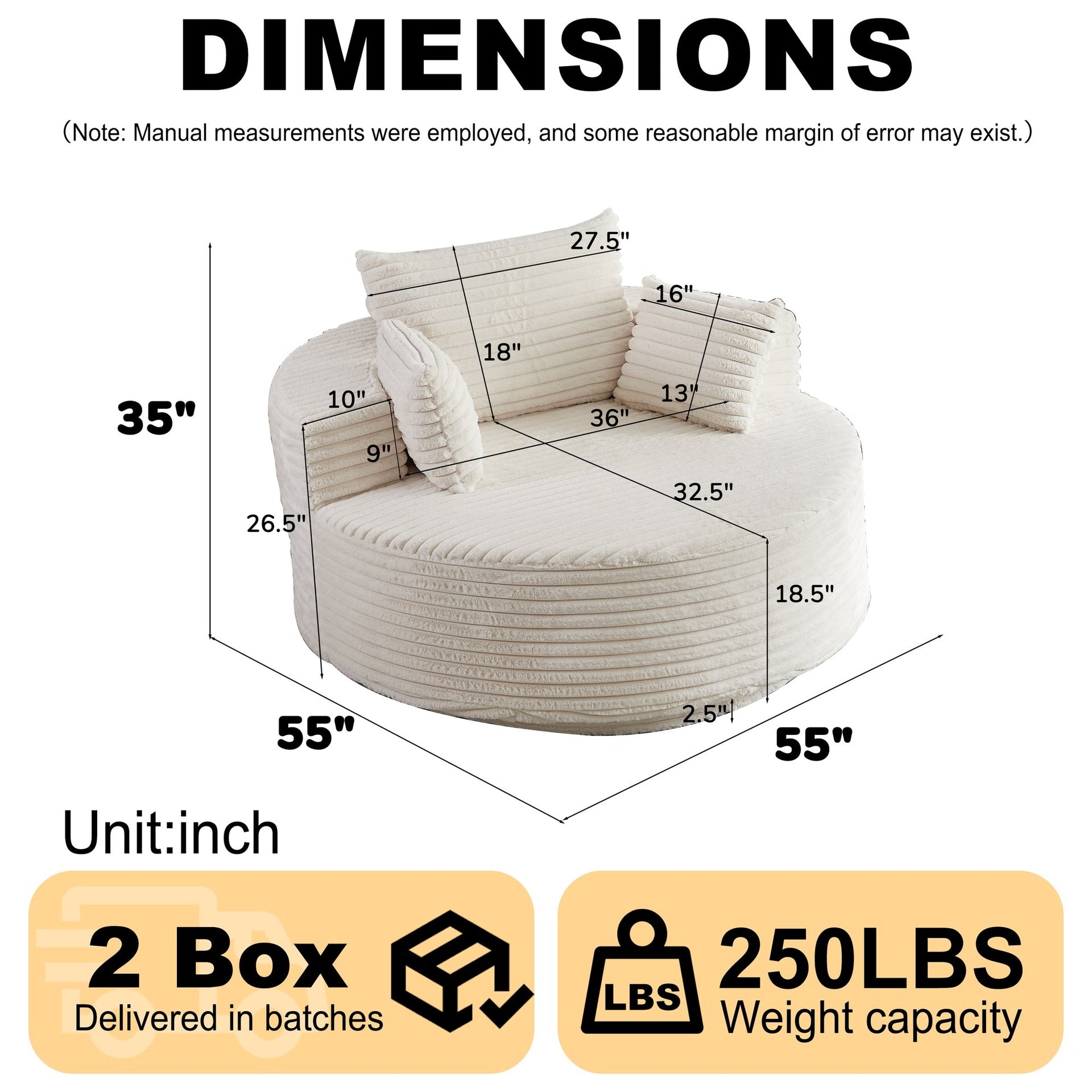 55''L Corduroy Foam Single Swivel Chair, Fluffy Modern Sleeper, 360 Degree Swivel Chair for Living Room, Bedroom, Lounge and Projection Room